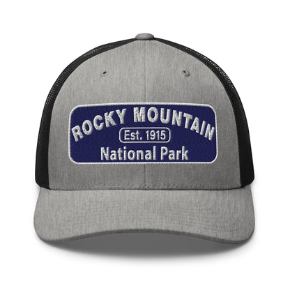 Rocky Mountain National Park Hat - Yupoong 6606 - Front View - Heather Gray/Black
