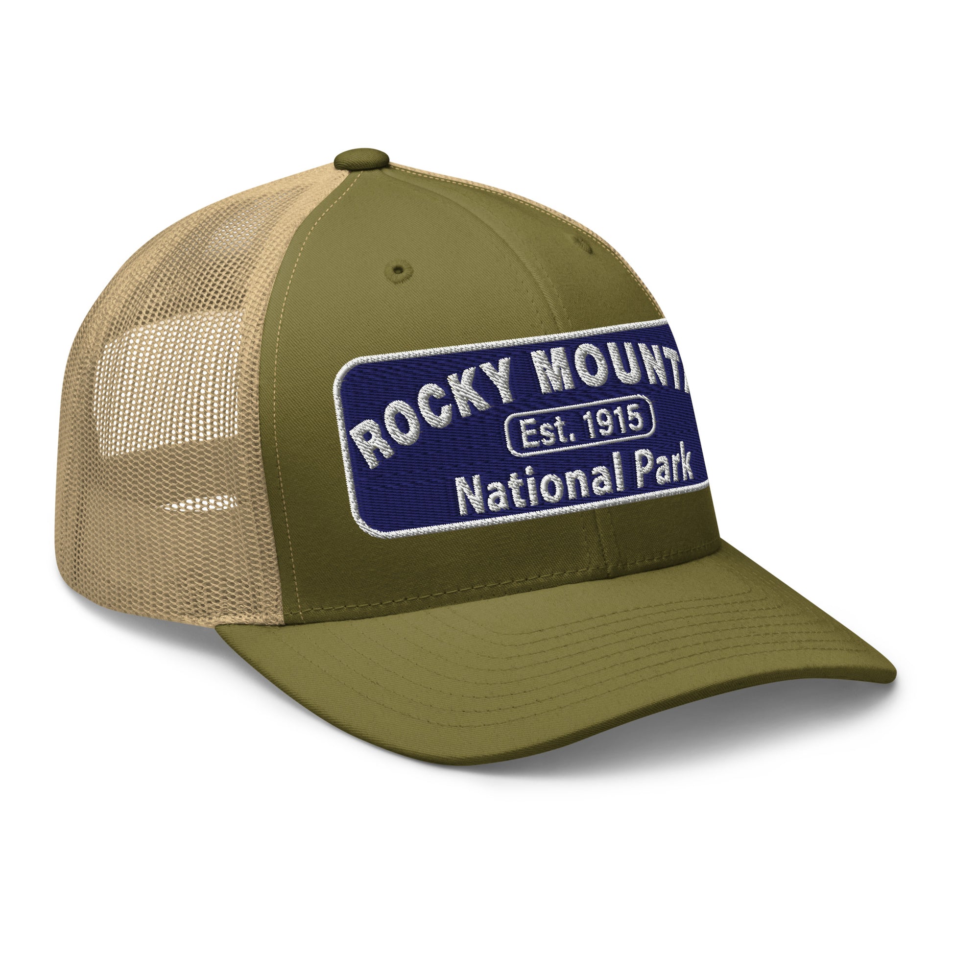 Rocky Mountain National Park Hat - Yupoong 6606 - Side View - Moss Green/Khaki