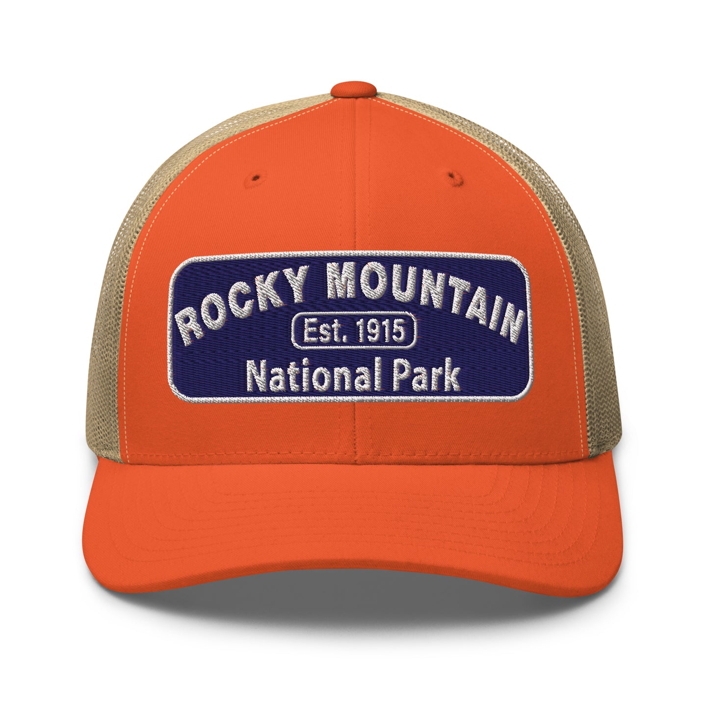Rocky Mountain National Park Hat - Yupoong 6606 - Front View - Orange/Khaki