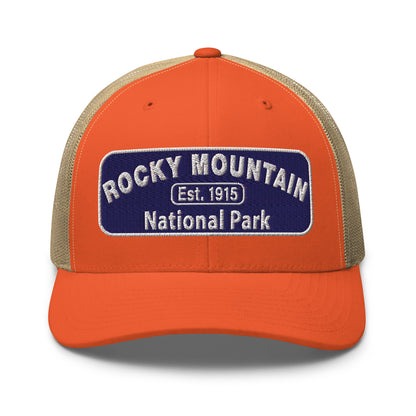 Rocky Mountain National Park Hat - Yupoong 6606 - Front View - Orange/Khaki