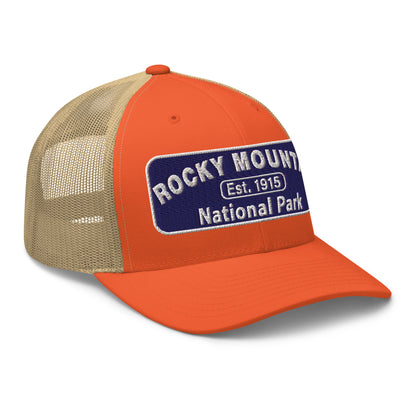 Rocky Mountain National Park Hat - Yupoong 6606 - Side View - Orange/Khaki