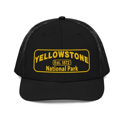 Yellowstone National Park Hat - Gold Embroidered Patch No Background - Front View - Color: Black