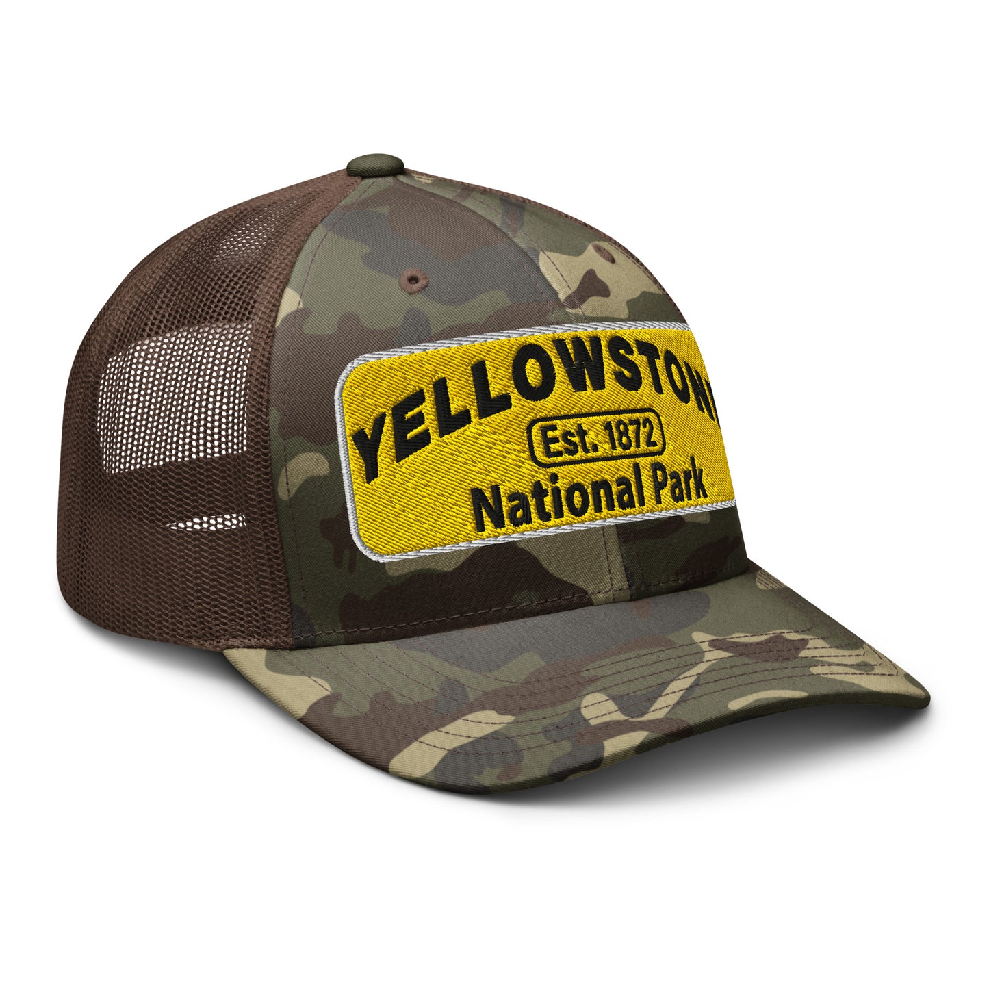Yellowstone National Park Camo Hat Brown Side