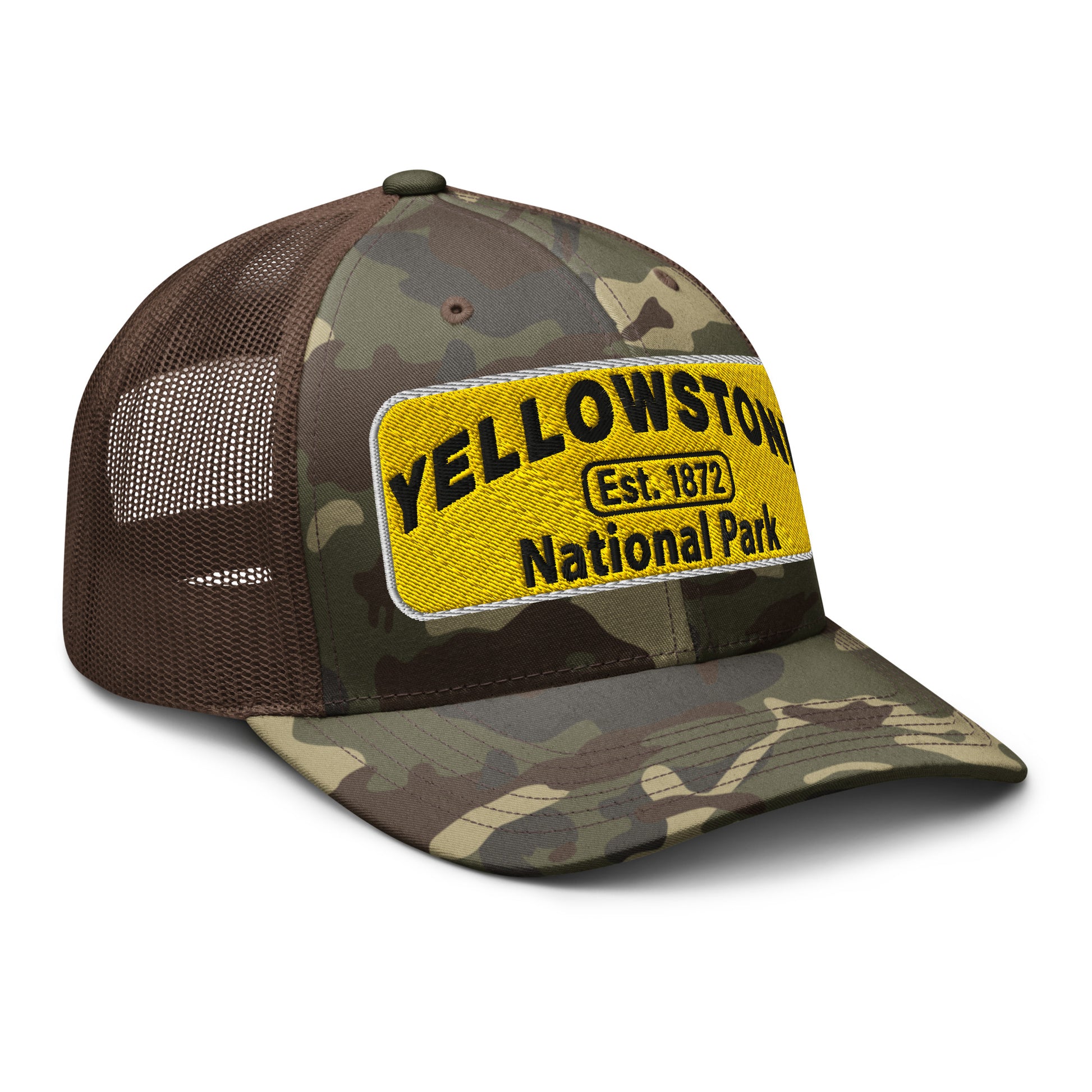 Yellowstone National Park Camo Hat Brown Side