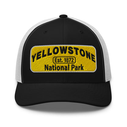 Yellowstone National Park Hat 112 Black White Front