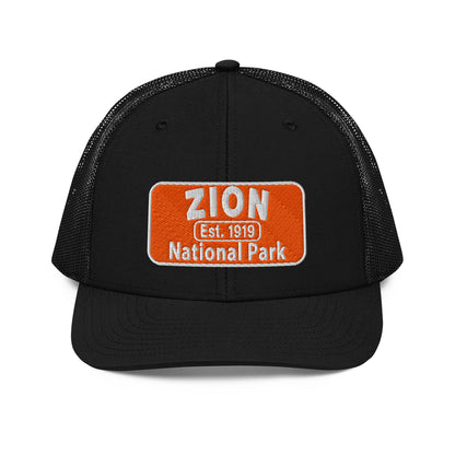 Zion National Park Hat - Richardson 112 Trucker Hat - Front View - Black/Charcoal