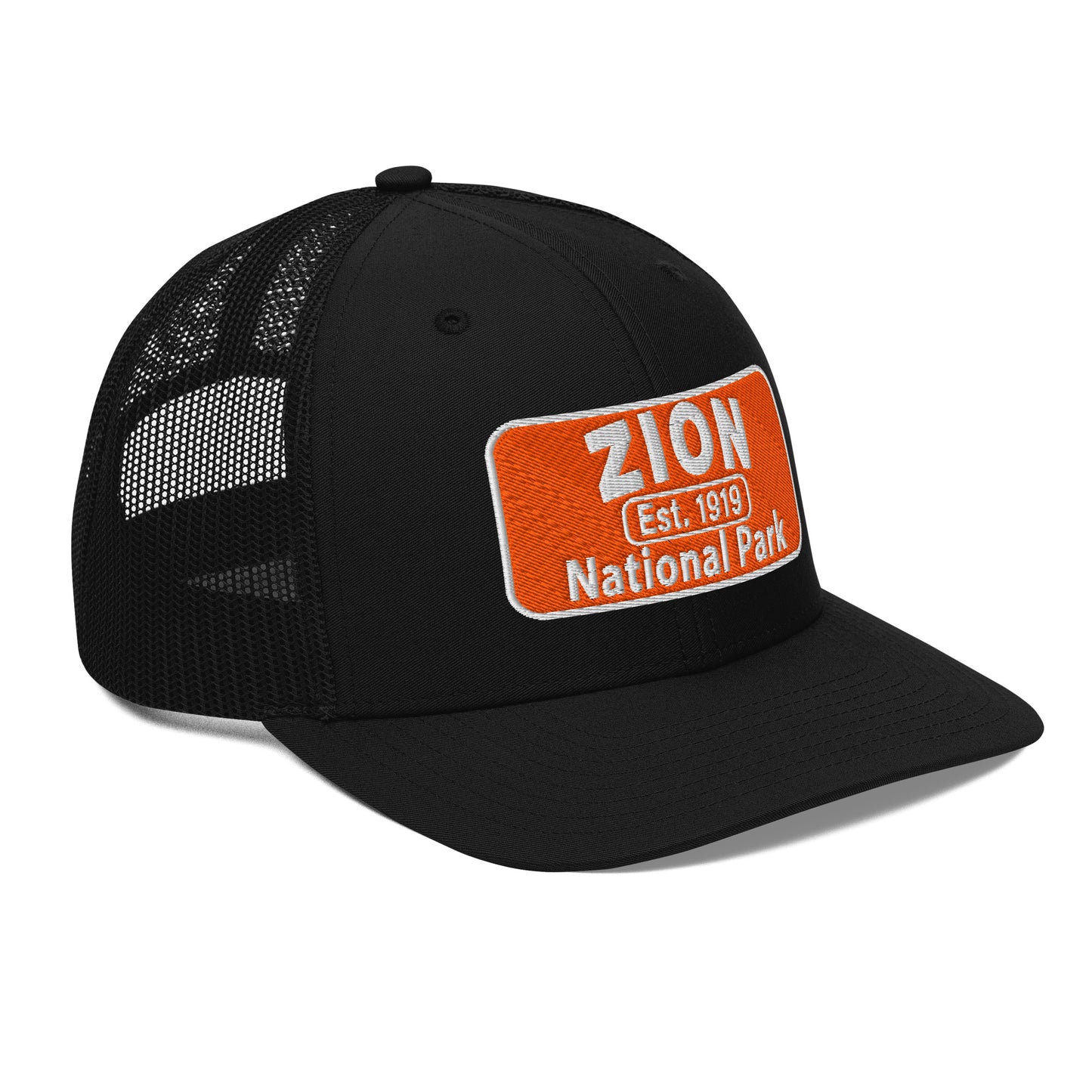Zion National Park Hat - Richardson 112 Trucker Hat - Side View - Black