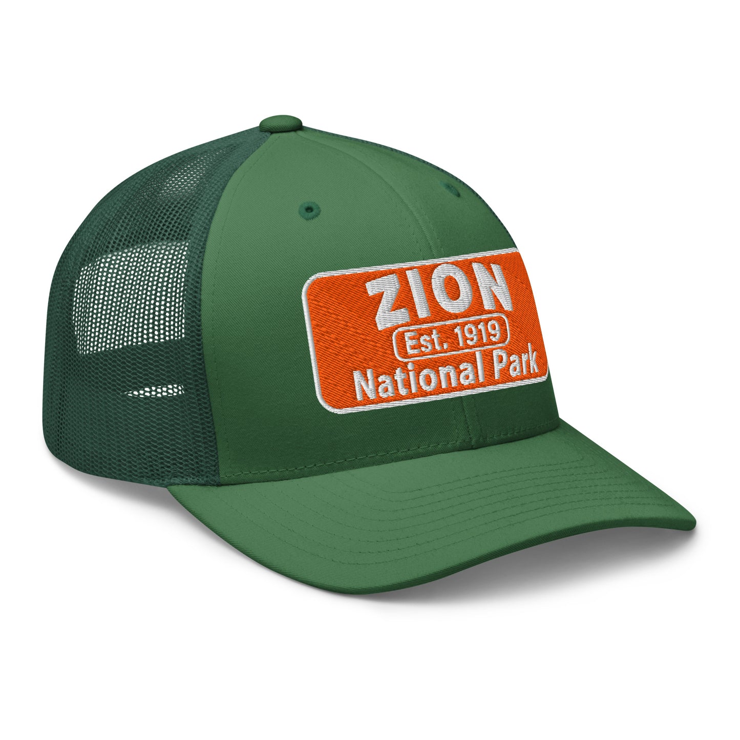 Zion National Park Hat - Yupoong 6606 Trucker Hat - Side View - Evergreen