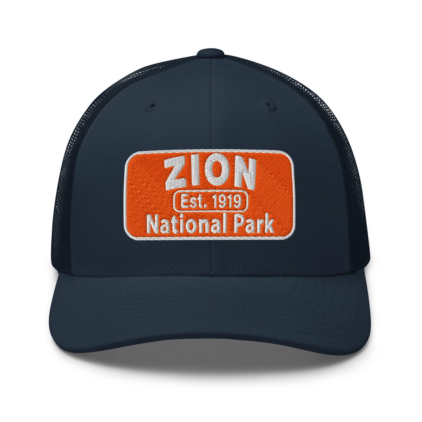 Zion National Park Hat - Yupoong 6606 Trucker Hat - Front View - Navy